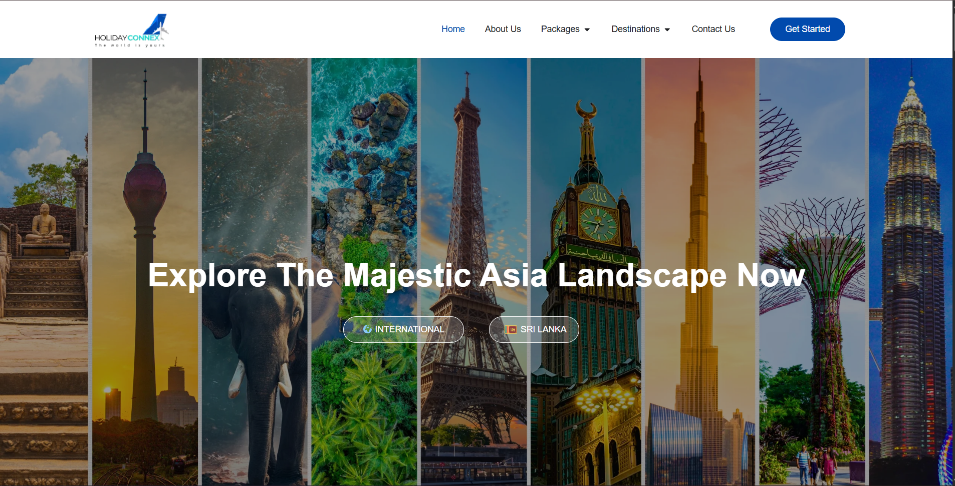 Holiday Connex travel website project developed by D Tech