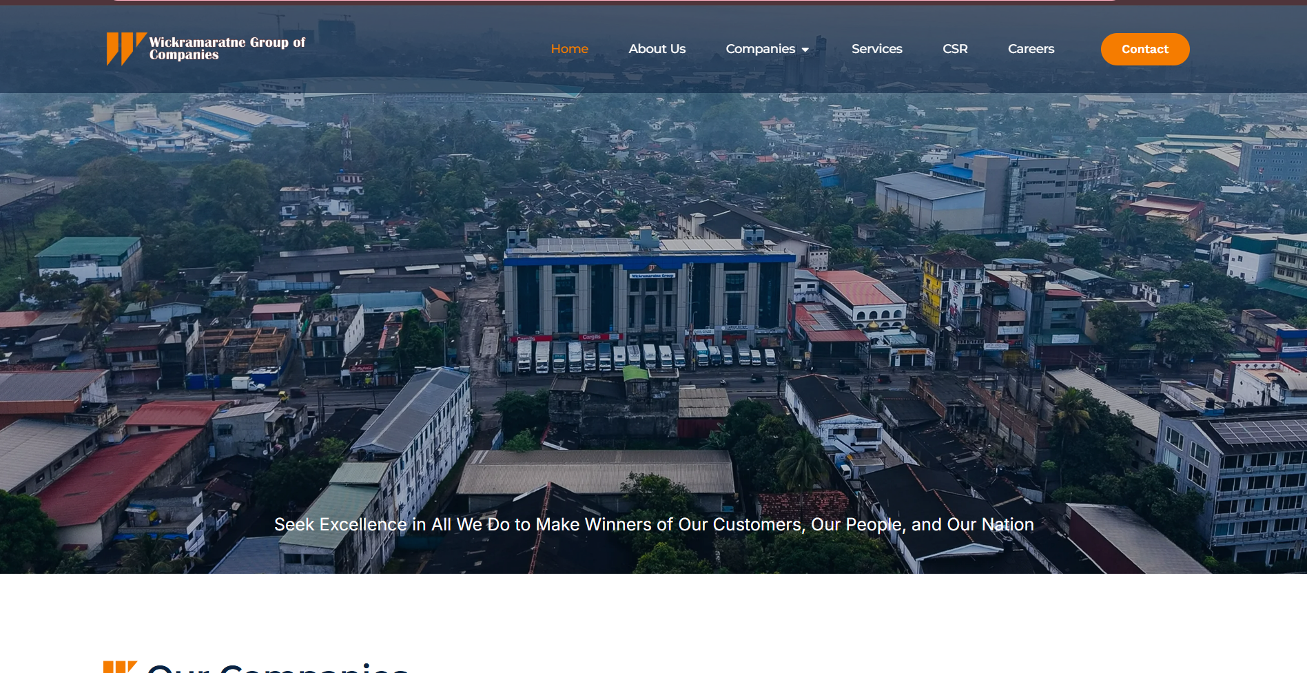 Wickramaratne Group corporate website project developed by D Tech